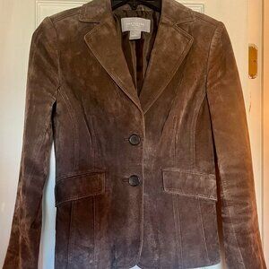 NEW Women's Ann Taylor Brown Suede Button Front Jacket Size Petite 4